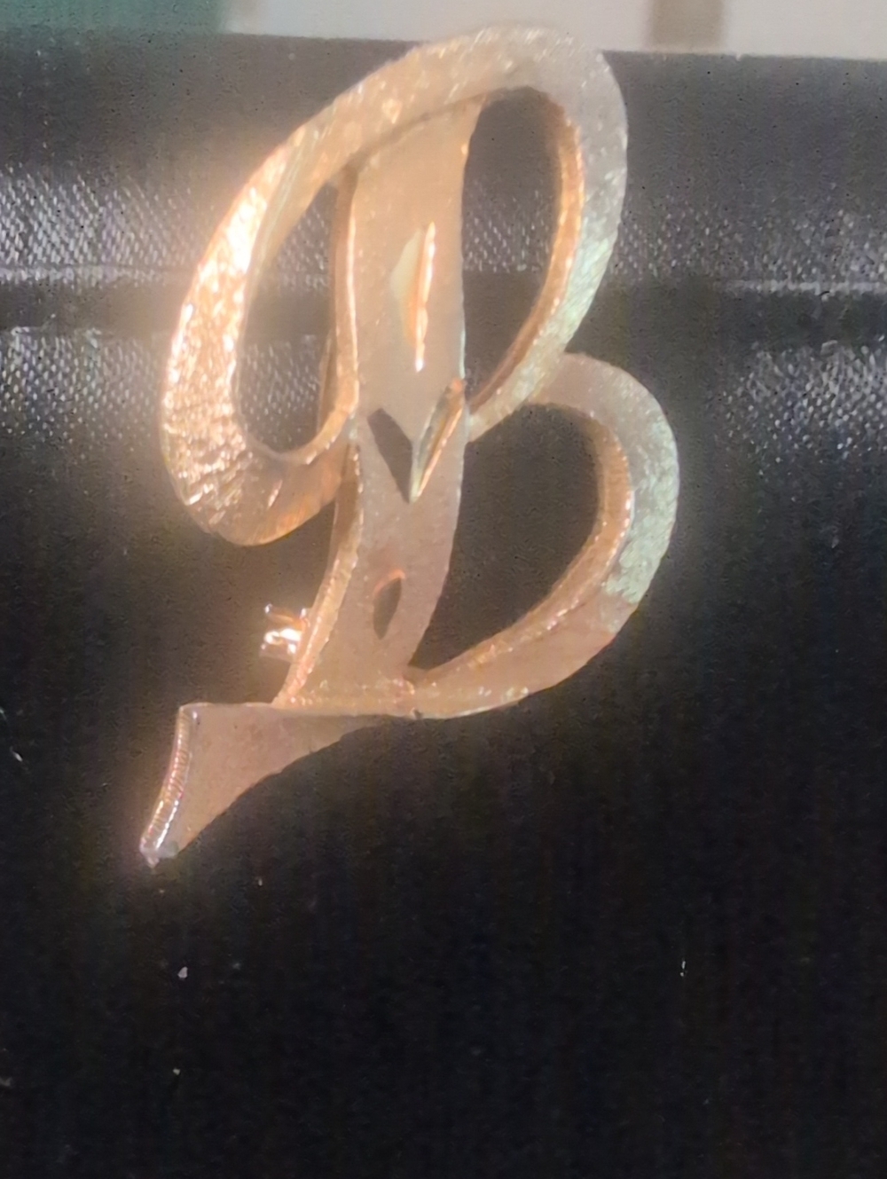 VTG Mamselle Gold Tone Script B  Brooch